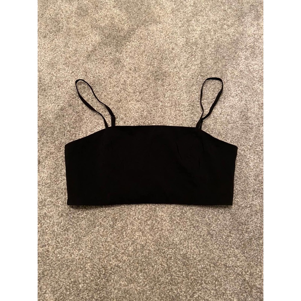 Lulus black crop top zip‎ back xs